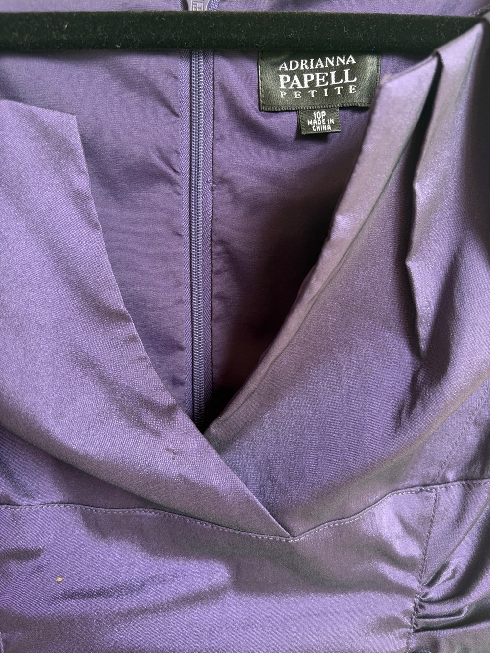 Adrianna Papell Petite Deep Purple Satin V-Neck Dress